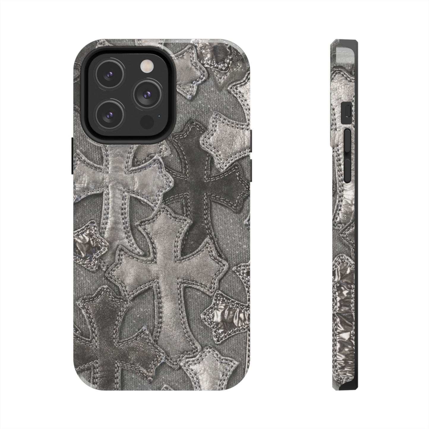 Grey Patchwork Crosses - Protective Phone Case