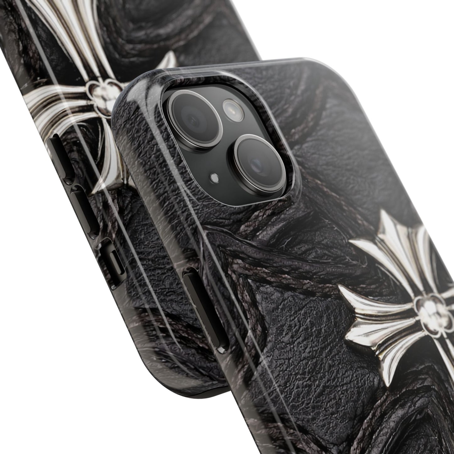 Black Leather Cross - Protective Phone Case