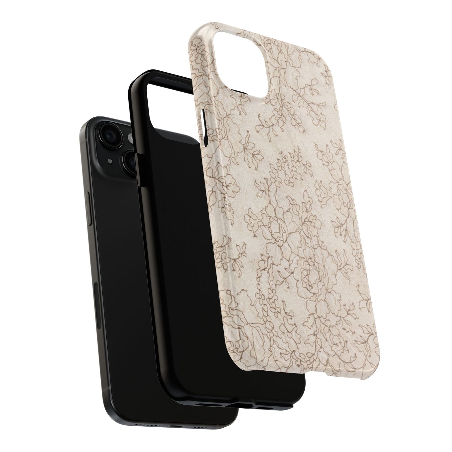 Vintage Beige Lace - Protective Phone Case