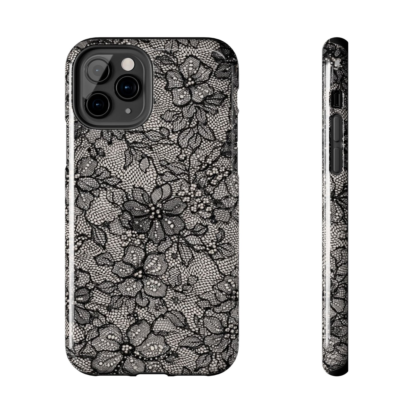 Black Floral Lace - Protective Phone Case