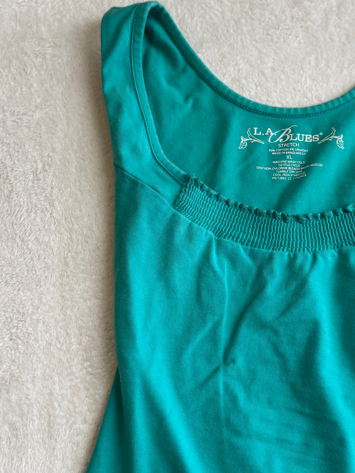Teal Fitted Top with Ruffles