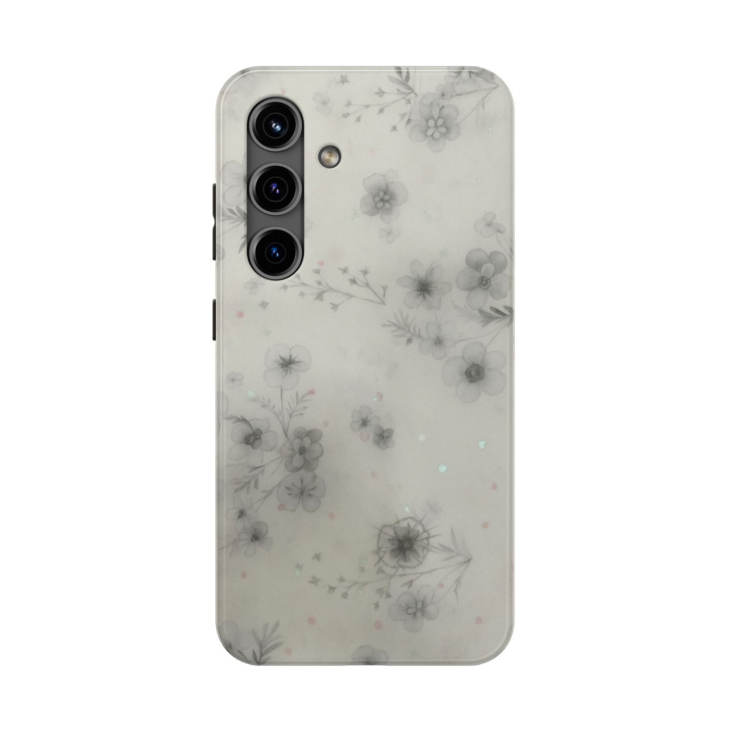 Misty Gray Floral - Protective Phone Case