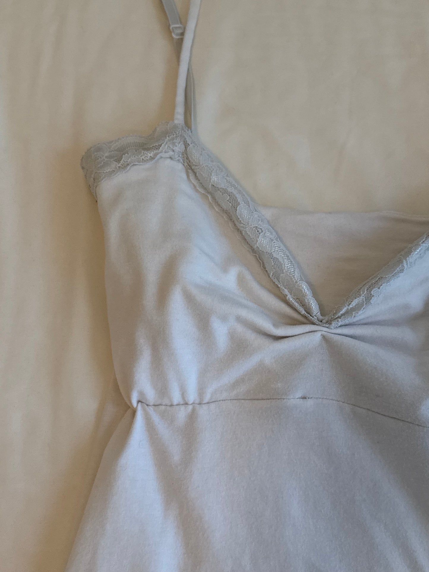 White Lace Cami with Ruching