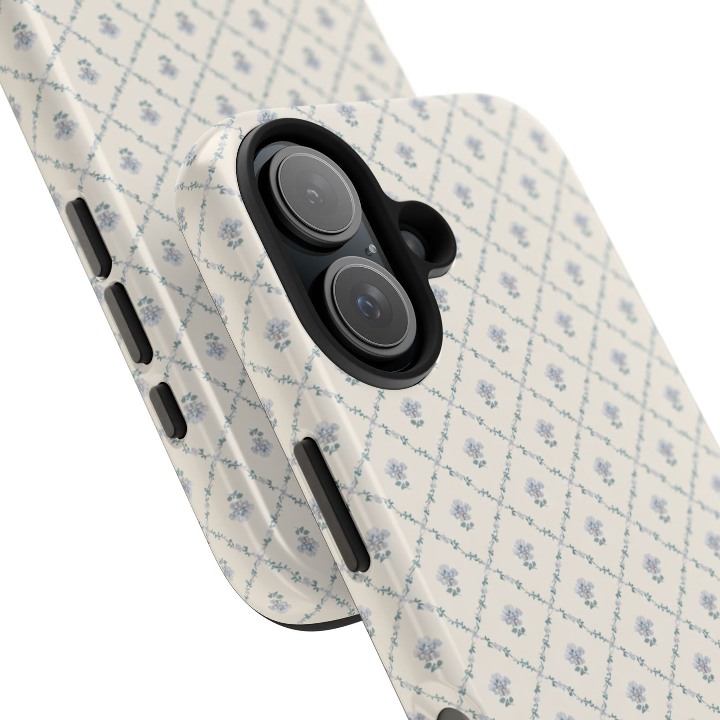 Vintage Blue Floral Wallpaper - Protective Phone Case