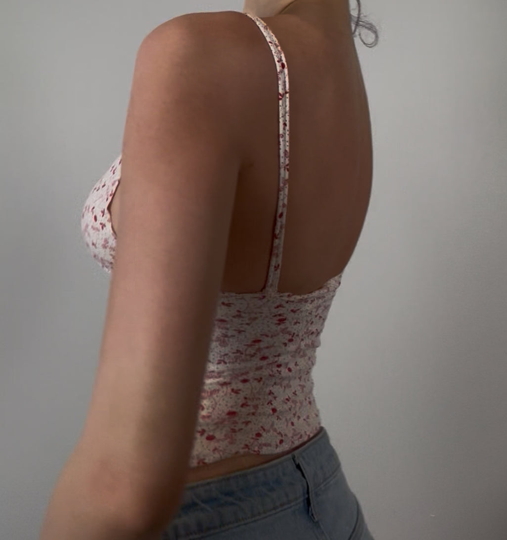 Cherry Patterned V-Neck Cami