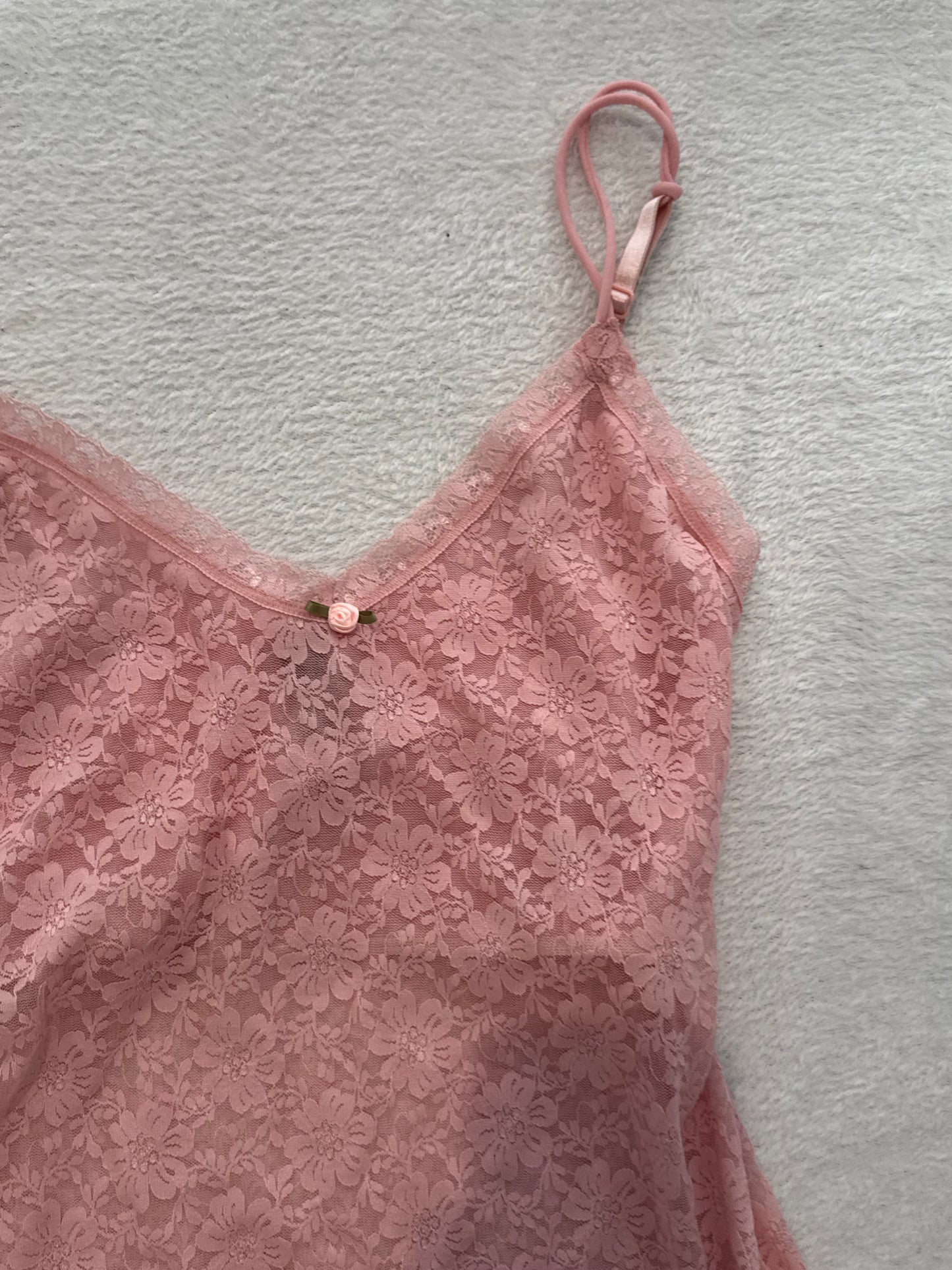 Pink Lace Cami with Flower
