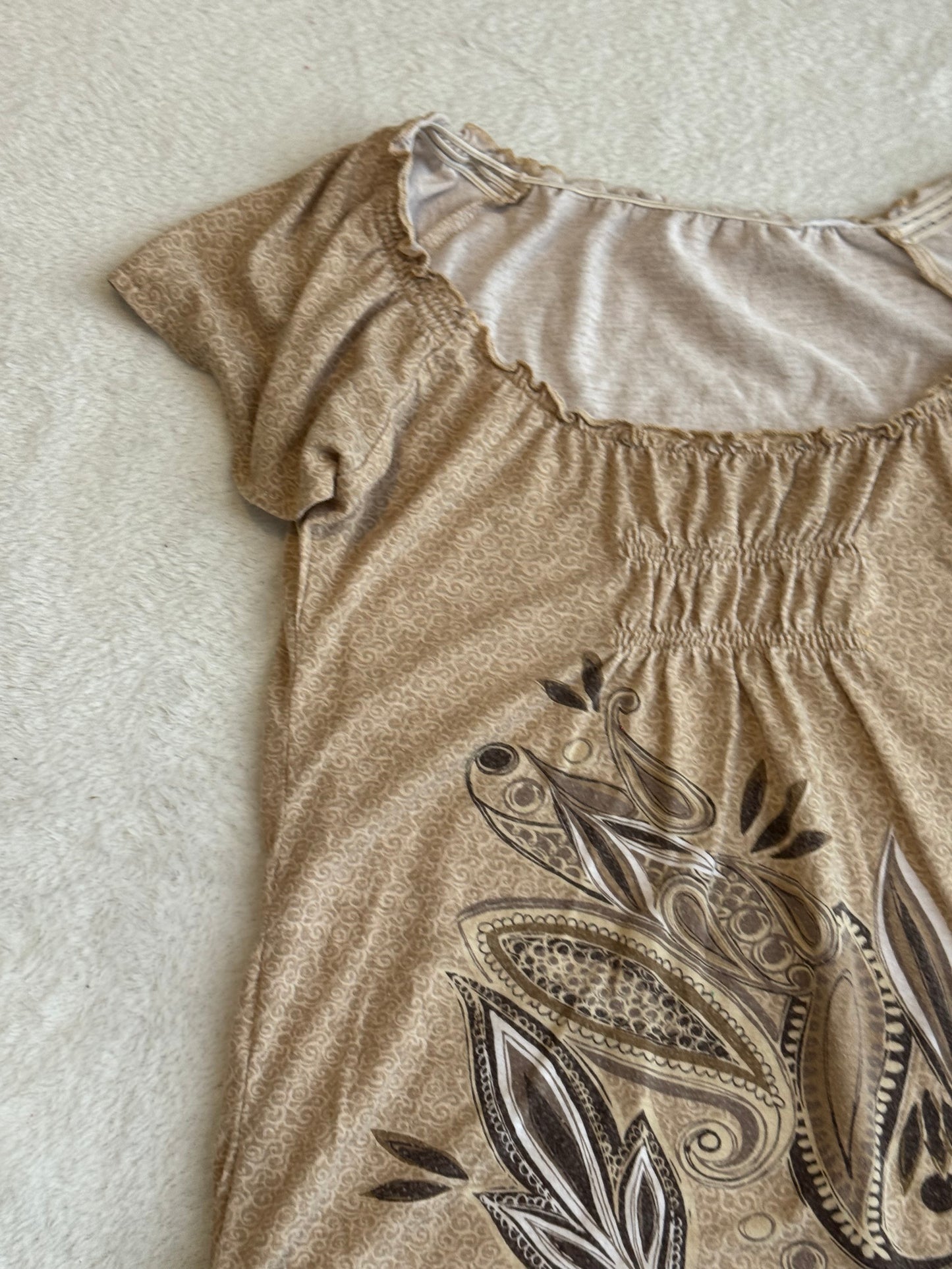 Light Brown Baby Tee with Unique Brown Design