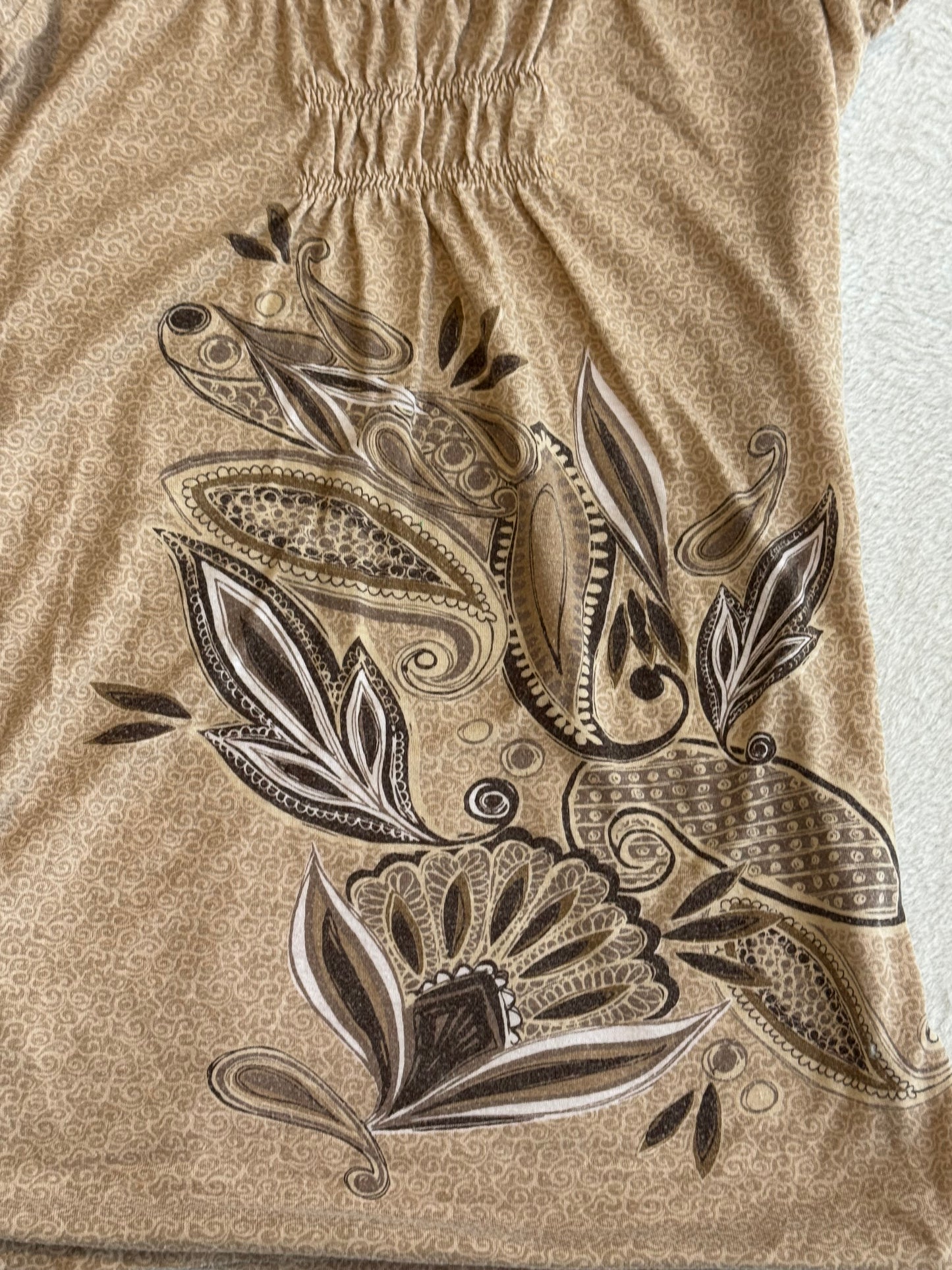 Light Brown Baby Tee with Unique Brown Design