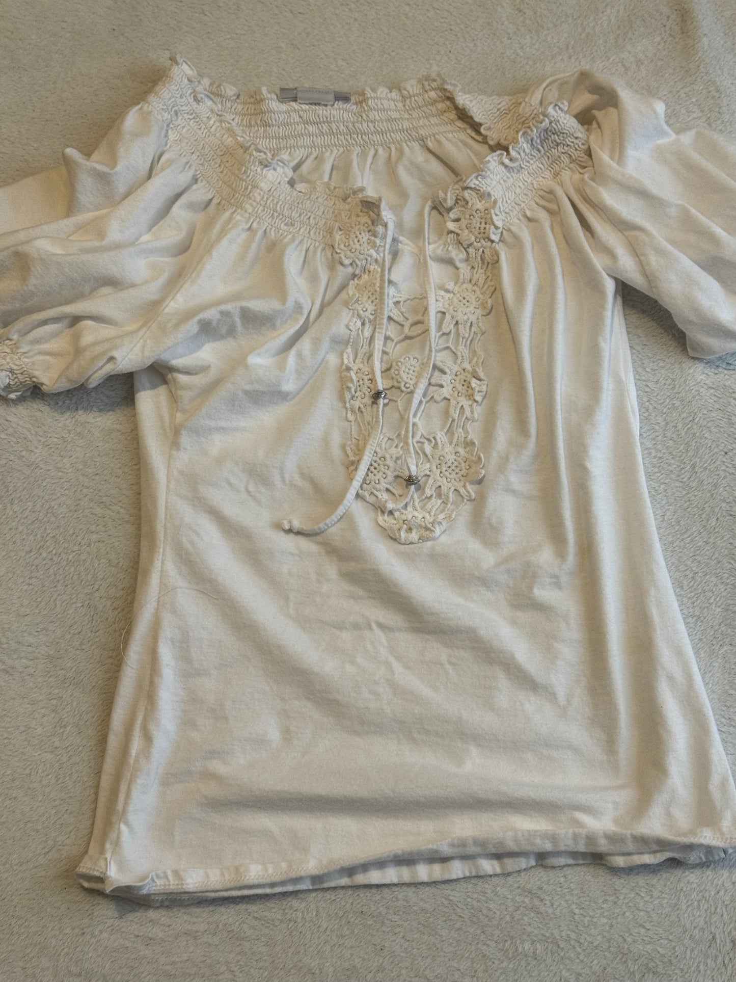 White Blouse with Floral Embroidery