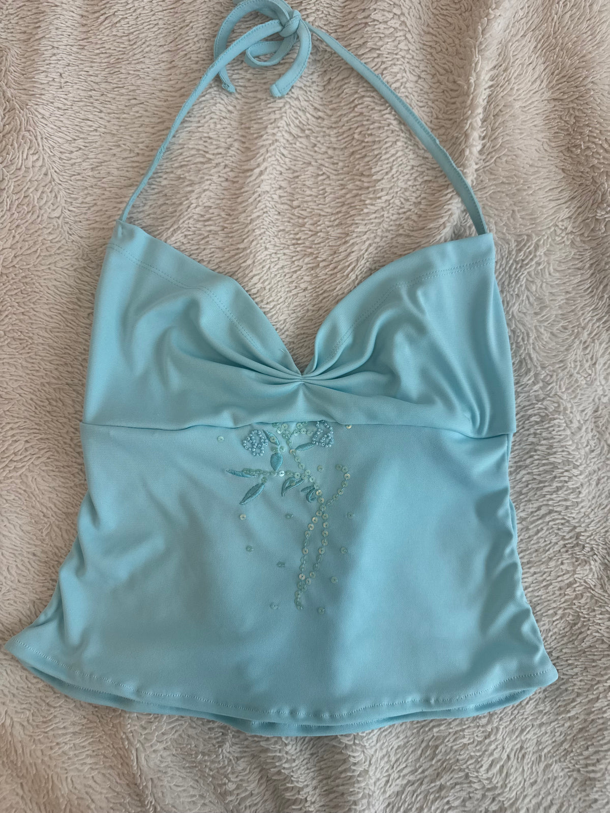 Gorgeous Teal Halter with Sequin