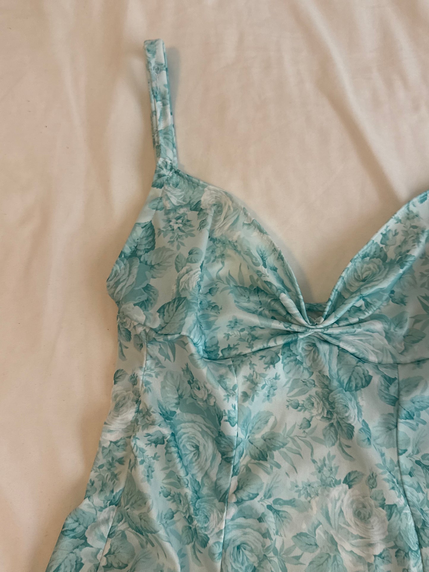 Teal and White Floral Cami