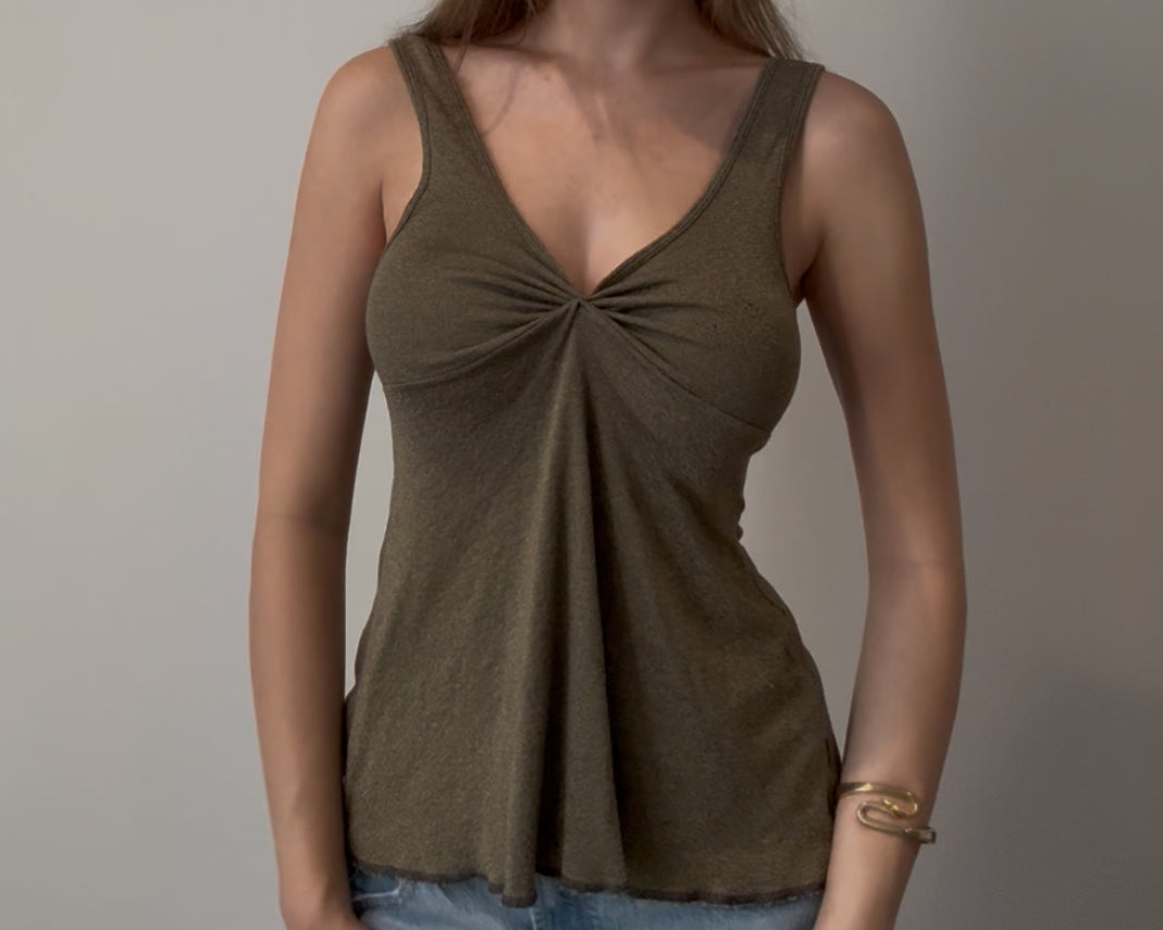 Y2K Green Top with Ruching