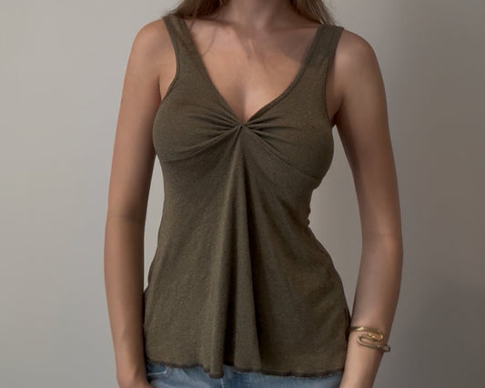 Y2K Green Top with Ruching