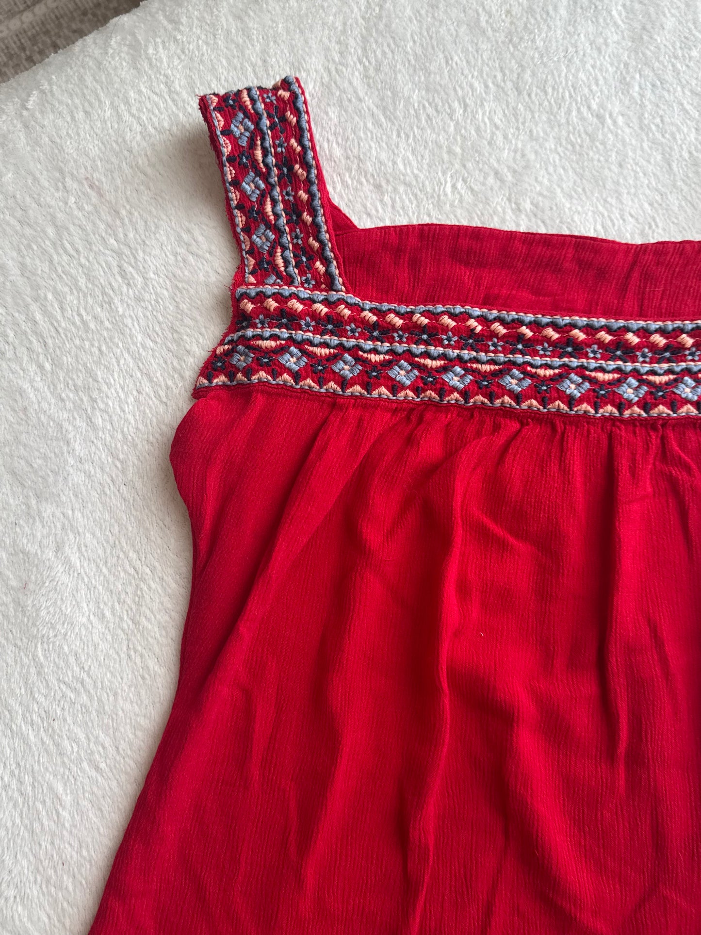 Red Top with Multicolor Embroidery