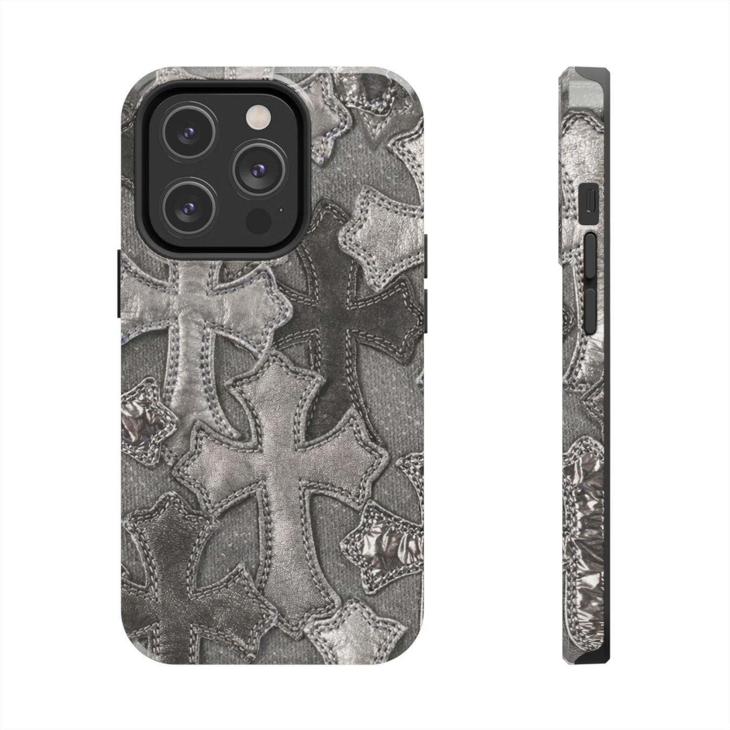 Grey Patchwork Crosses - Protective Phone Case