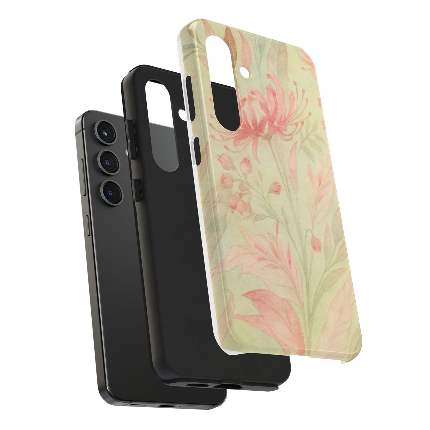 Pink Mint Floral - Protective Phone Case