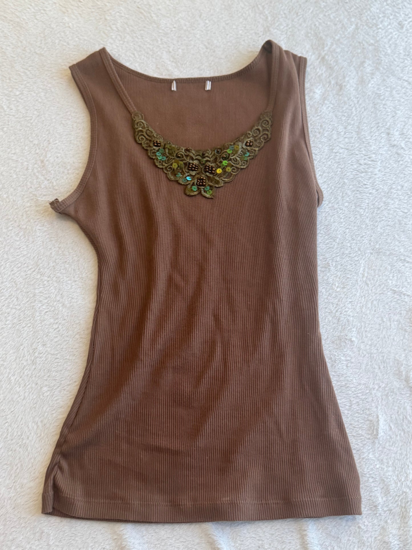 Brown Y2K Top with Sequins