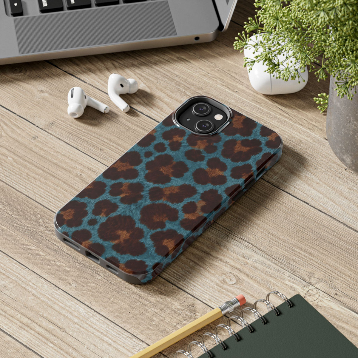 Teal Leopard - Protective Phone Case