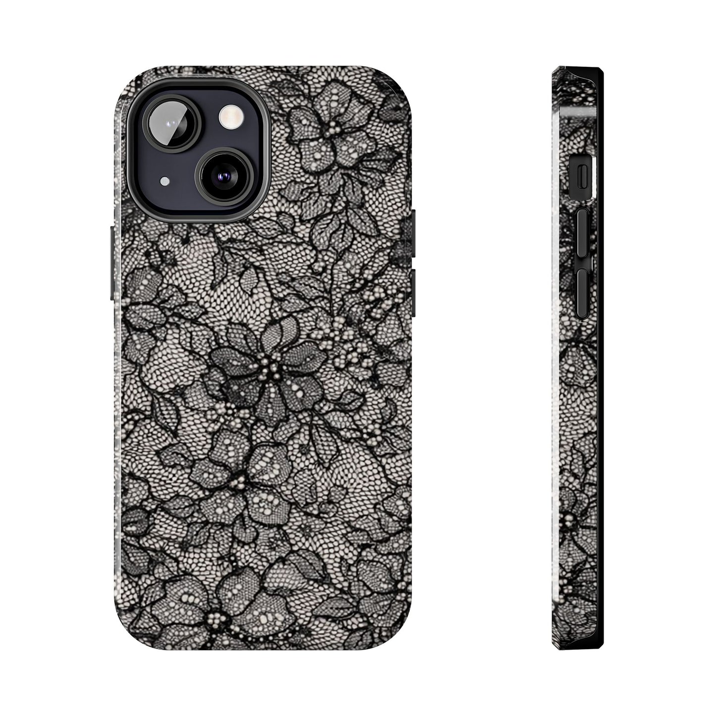 Black Floral Lace - Protective Phone Case