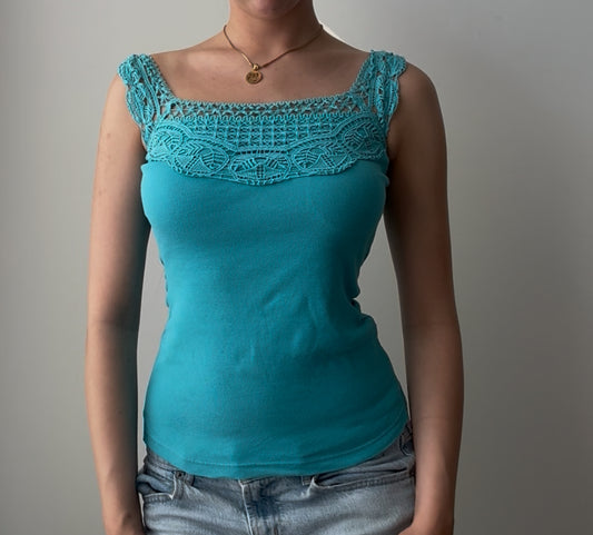 Vintage Blue Top with Lace