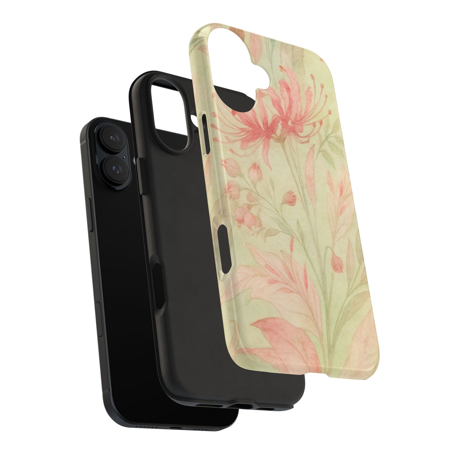Pink Mint Floral - Protective Phone Case