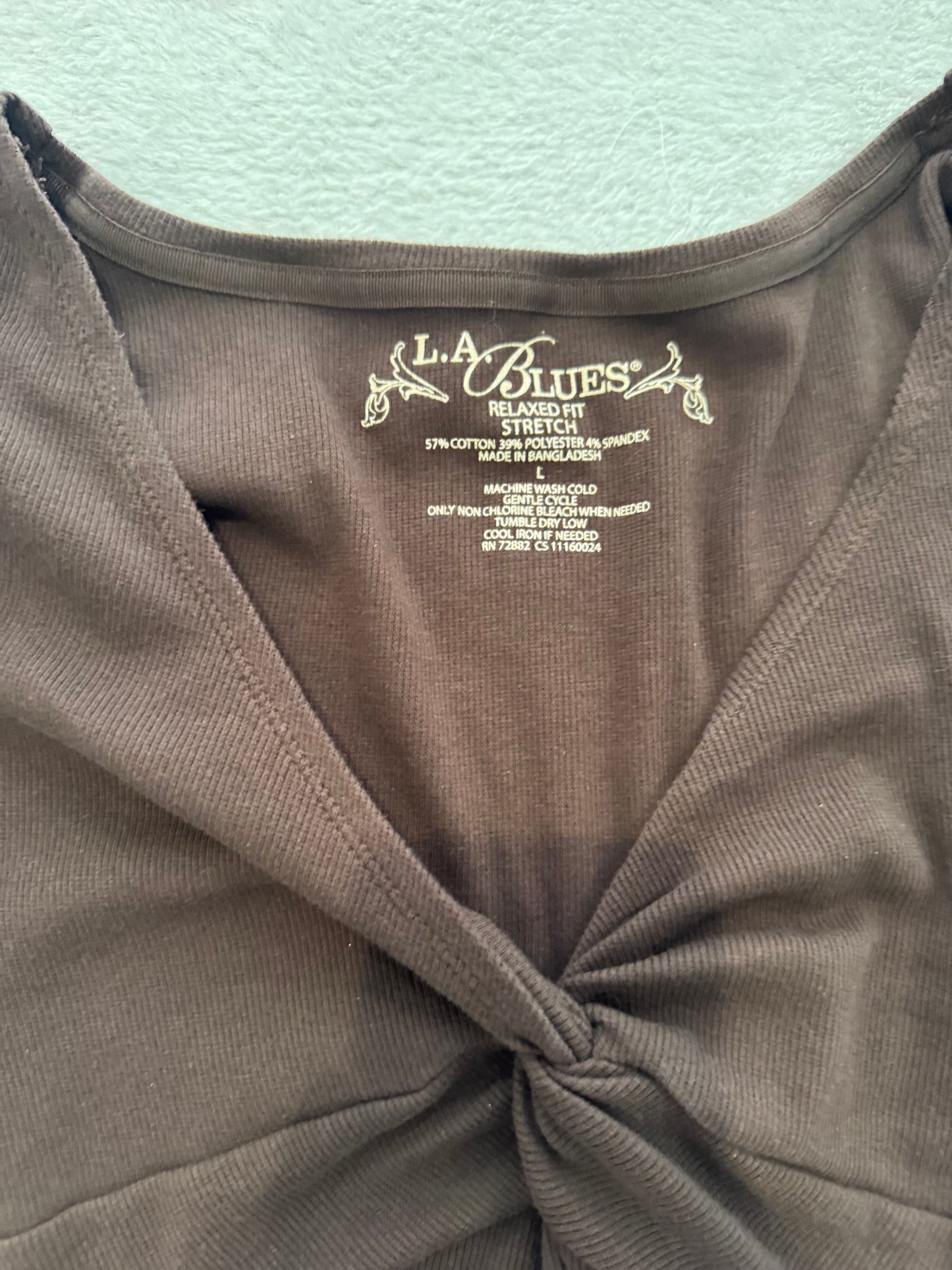 Brown Baby Tee with Tie in the Front