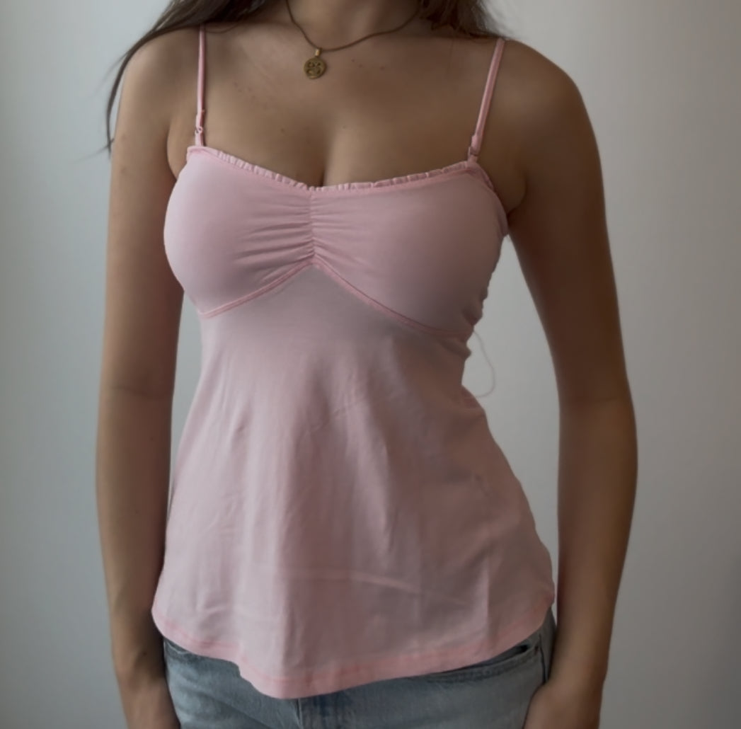 Pink Babydoll Top with Ruching
