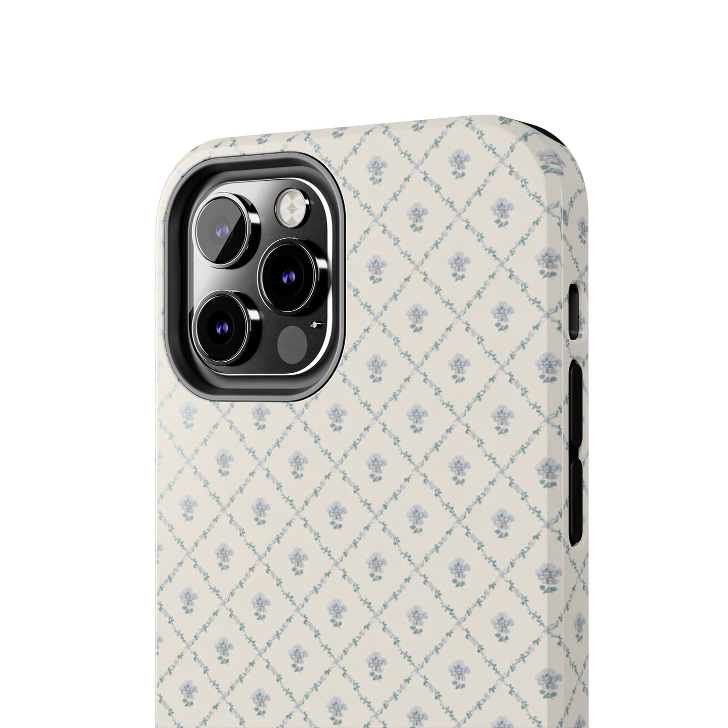 Vintage Blue Floral Wallpaper - Protective Phone Case