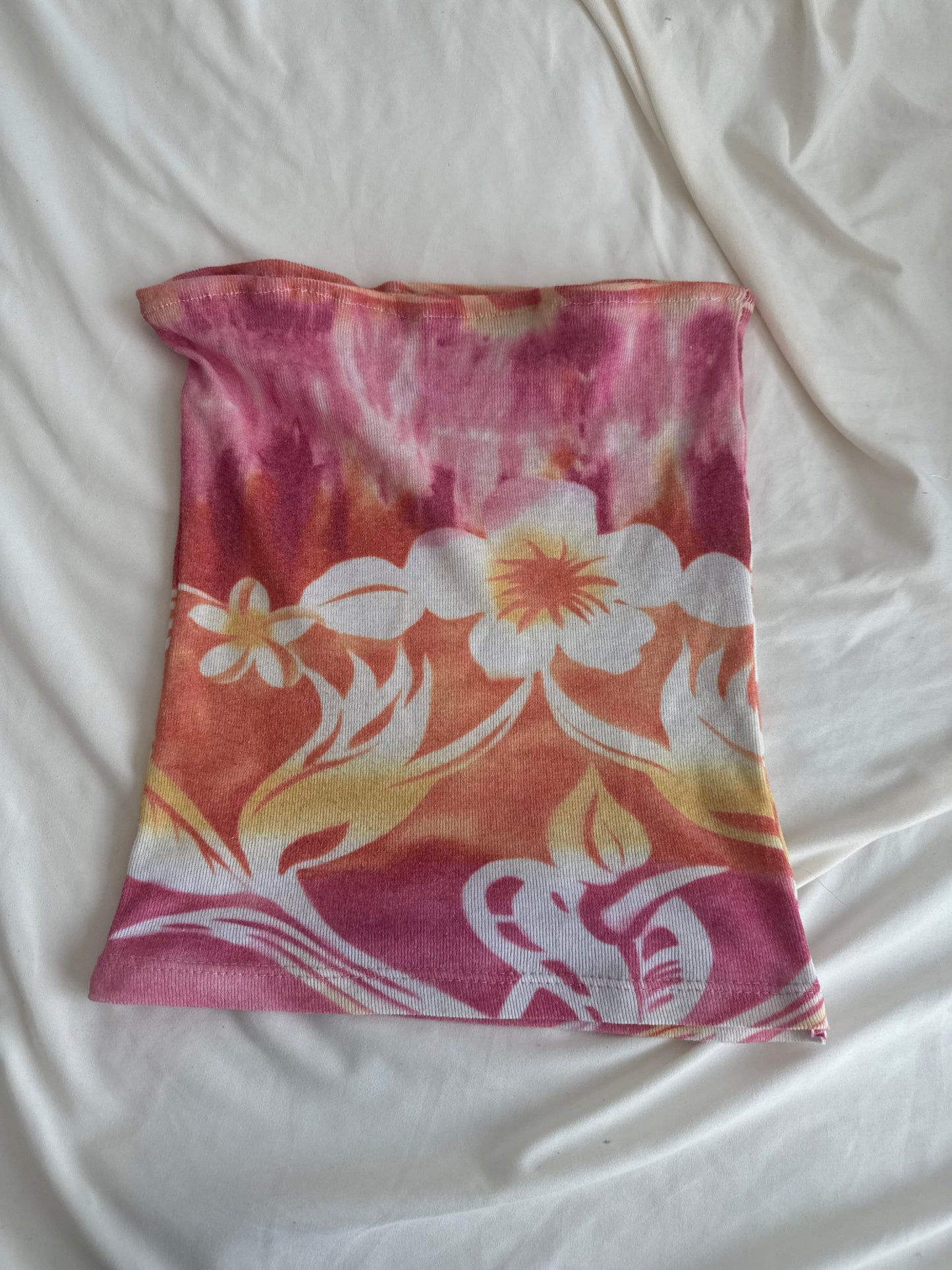 Y2K Warm Color Floral Tube Top
