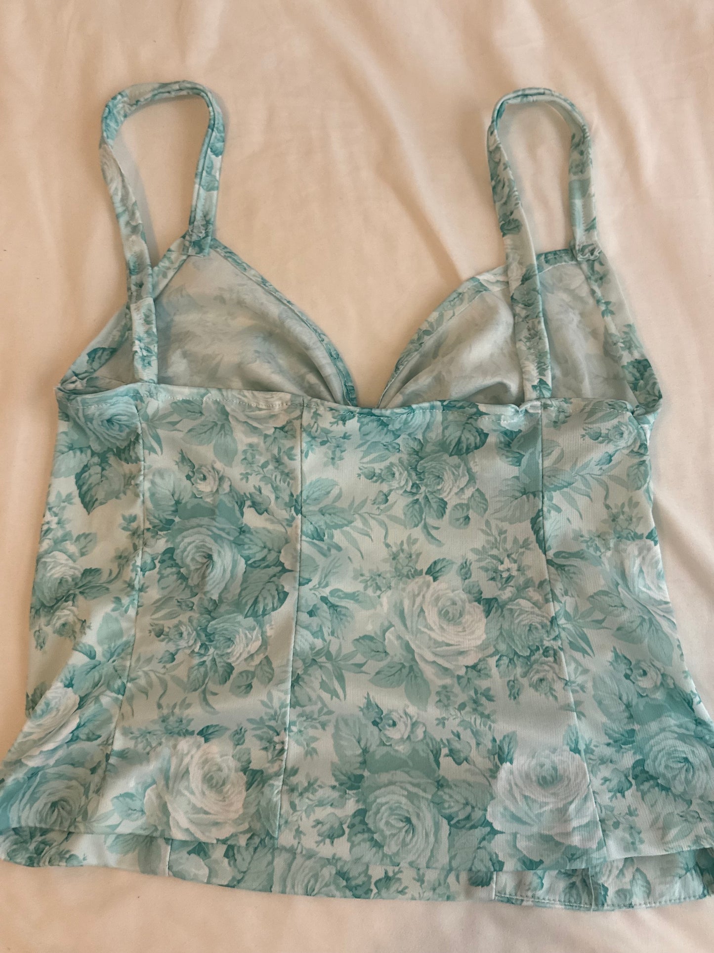 Teal and White Floral Cami