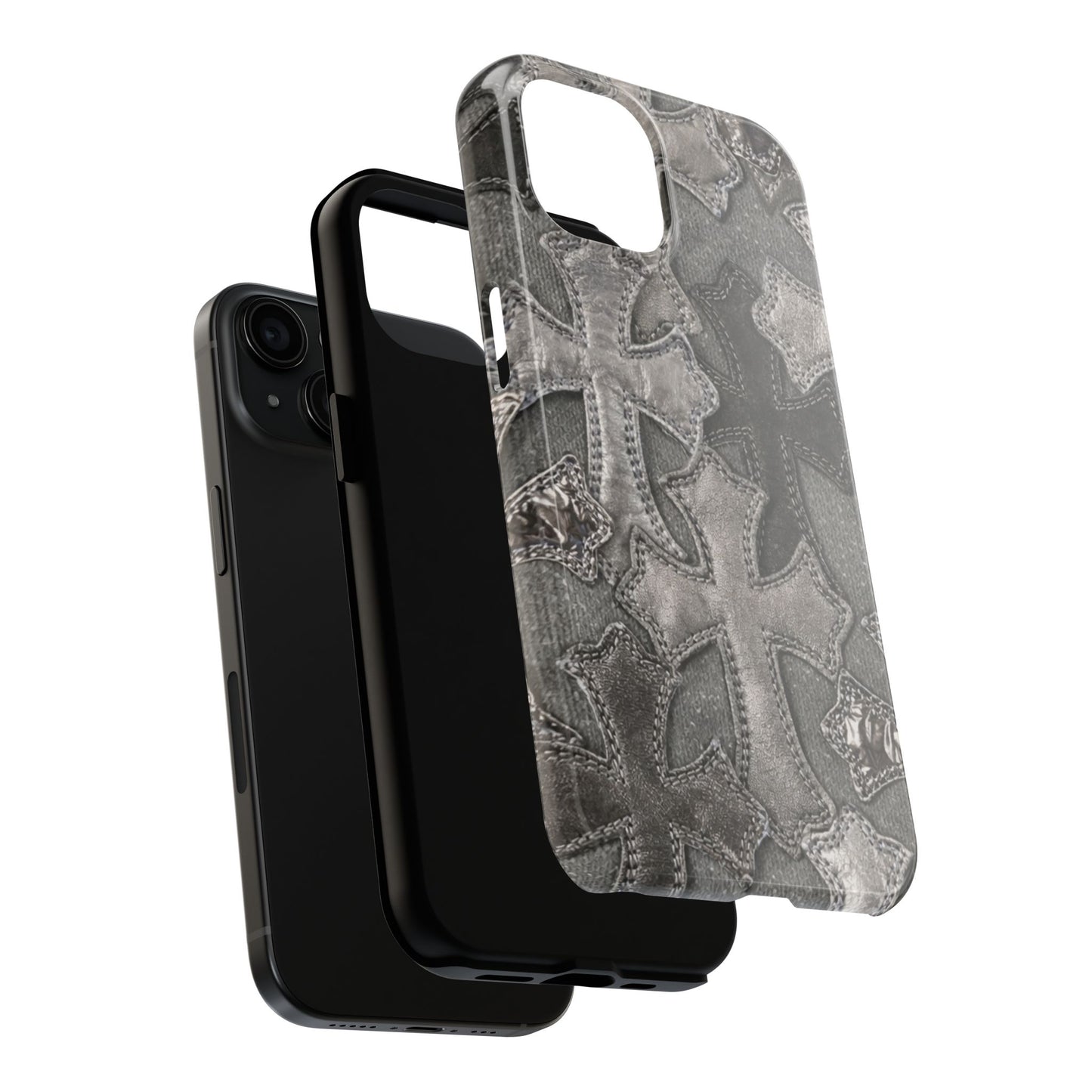 Grey Patchwork Crosses - Protective Phone Case