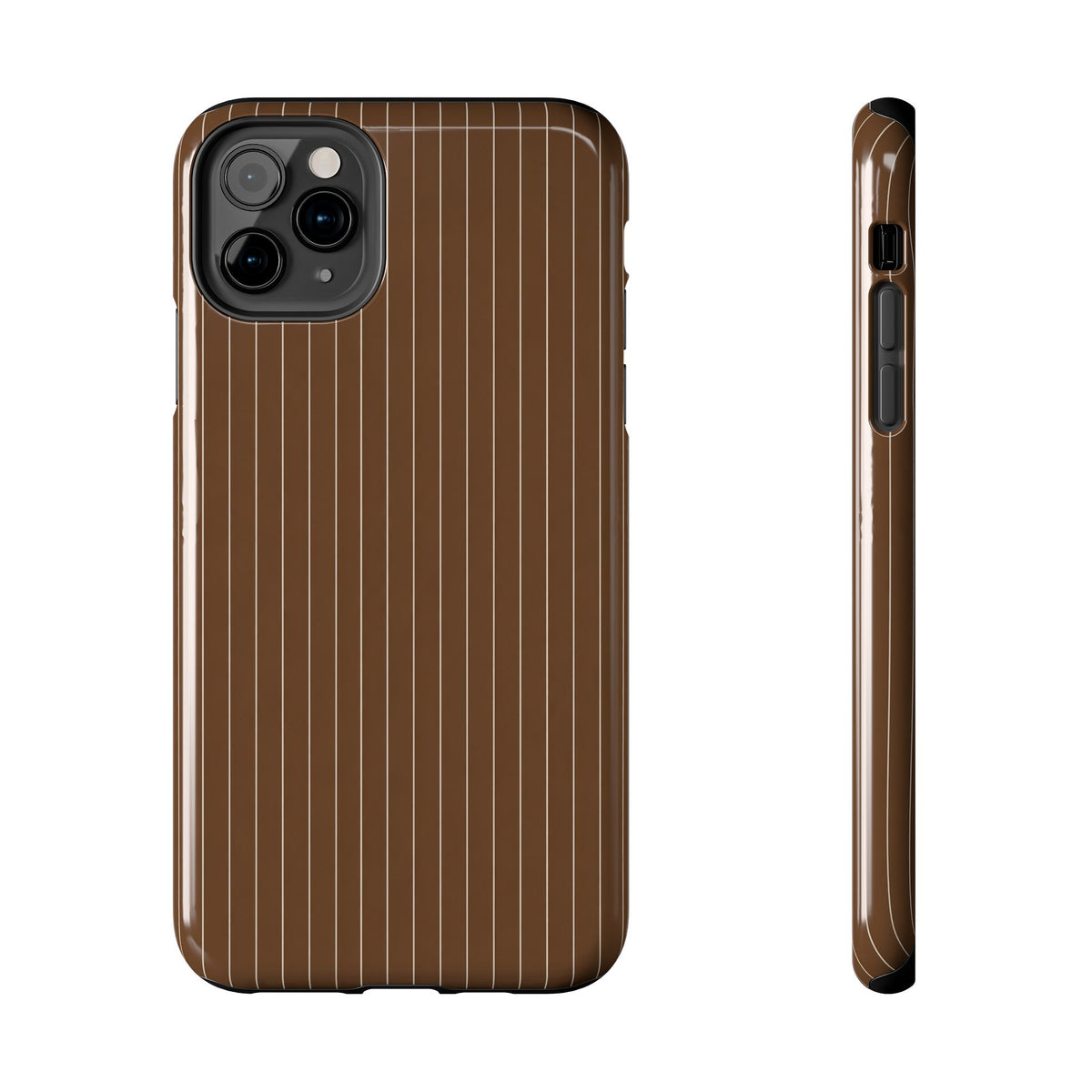 Brown Pinstripe - Protective Phone Case