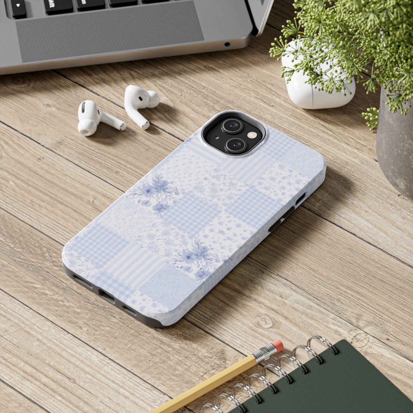 Baby Blue Plaid - Protective Phone Case