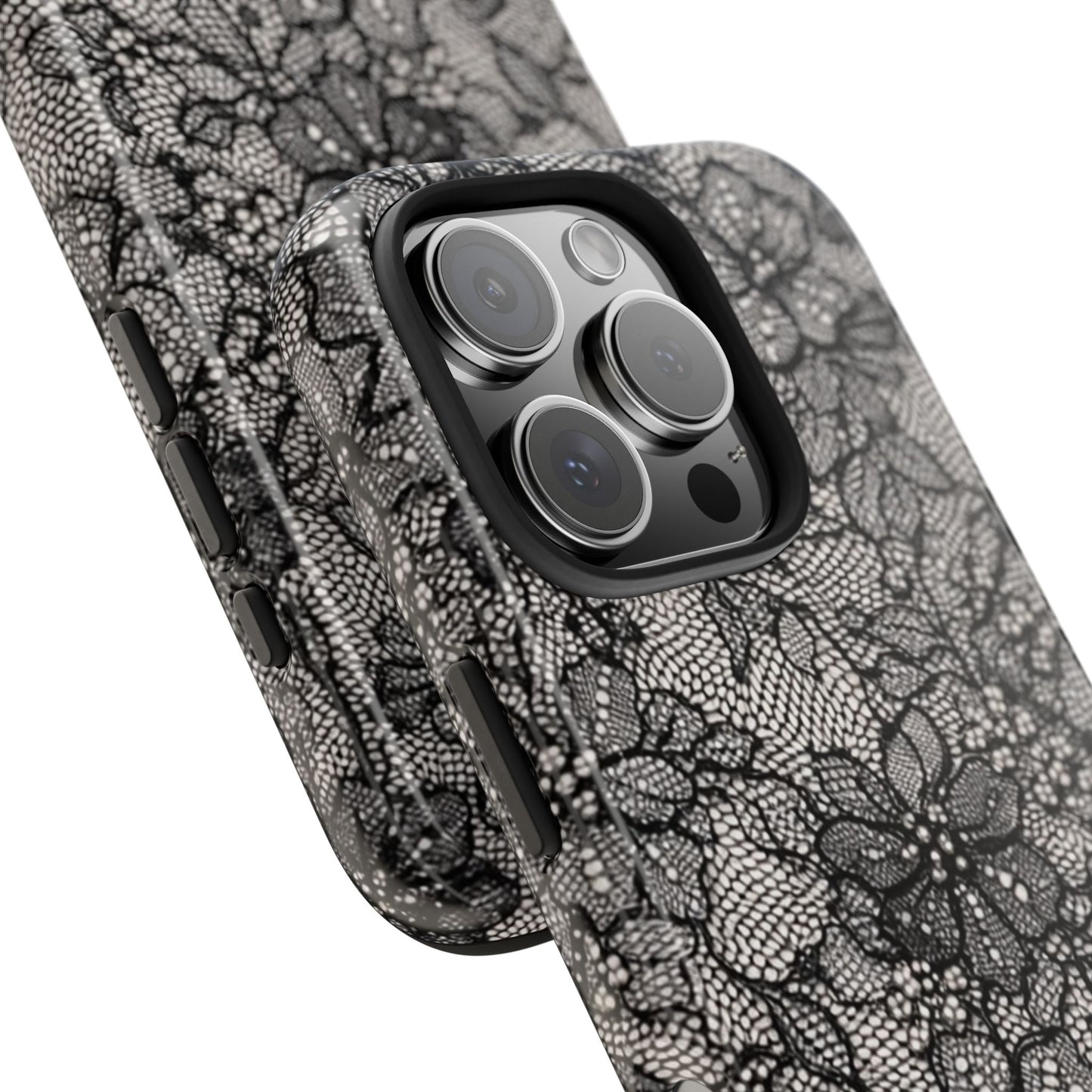 Black Floral Lace - Protective Phone Case