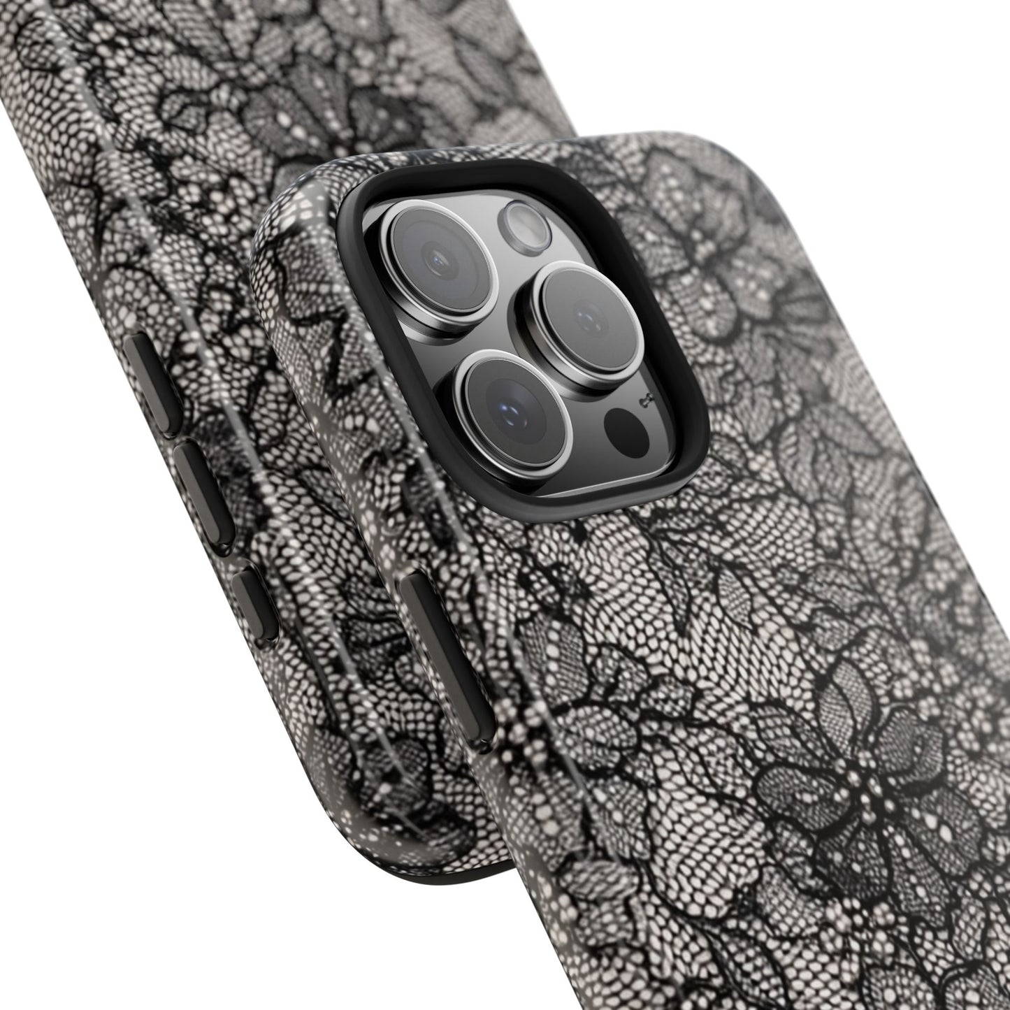 Black Floral Lace - Protective Phone Case