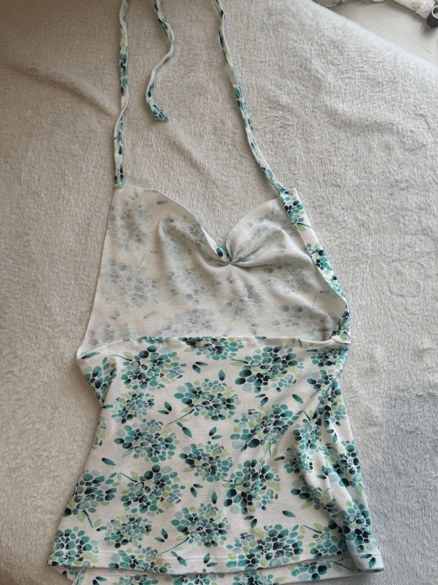 White and Blue Floral Halter and Cami Top