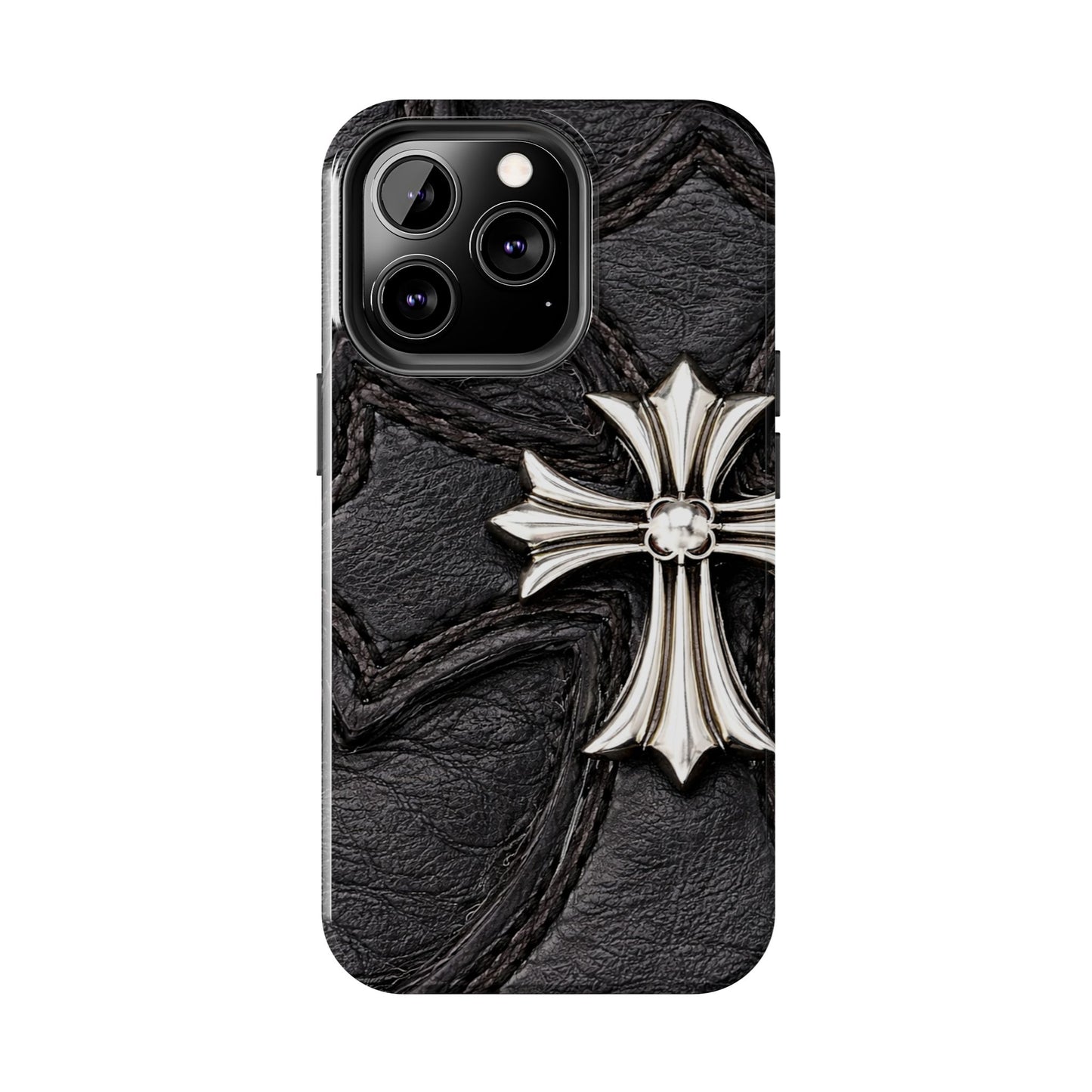 Black Leather Cross - Protective Phone Case