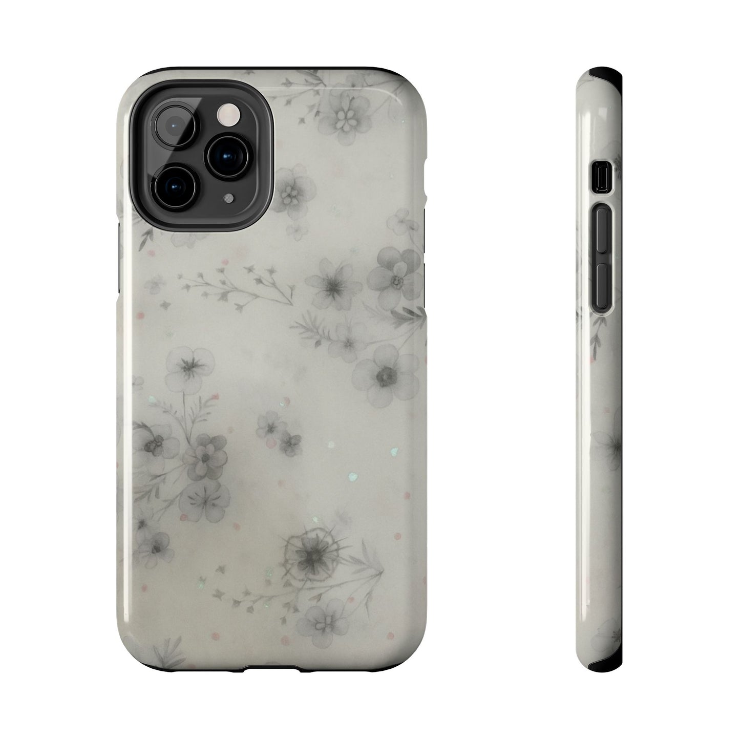 Misty Gray Floral - Protective Phone Case