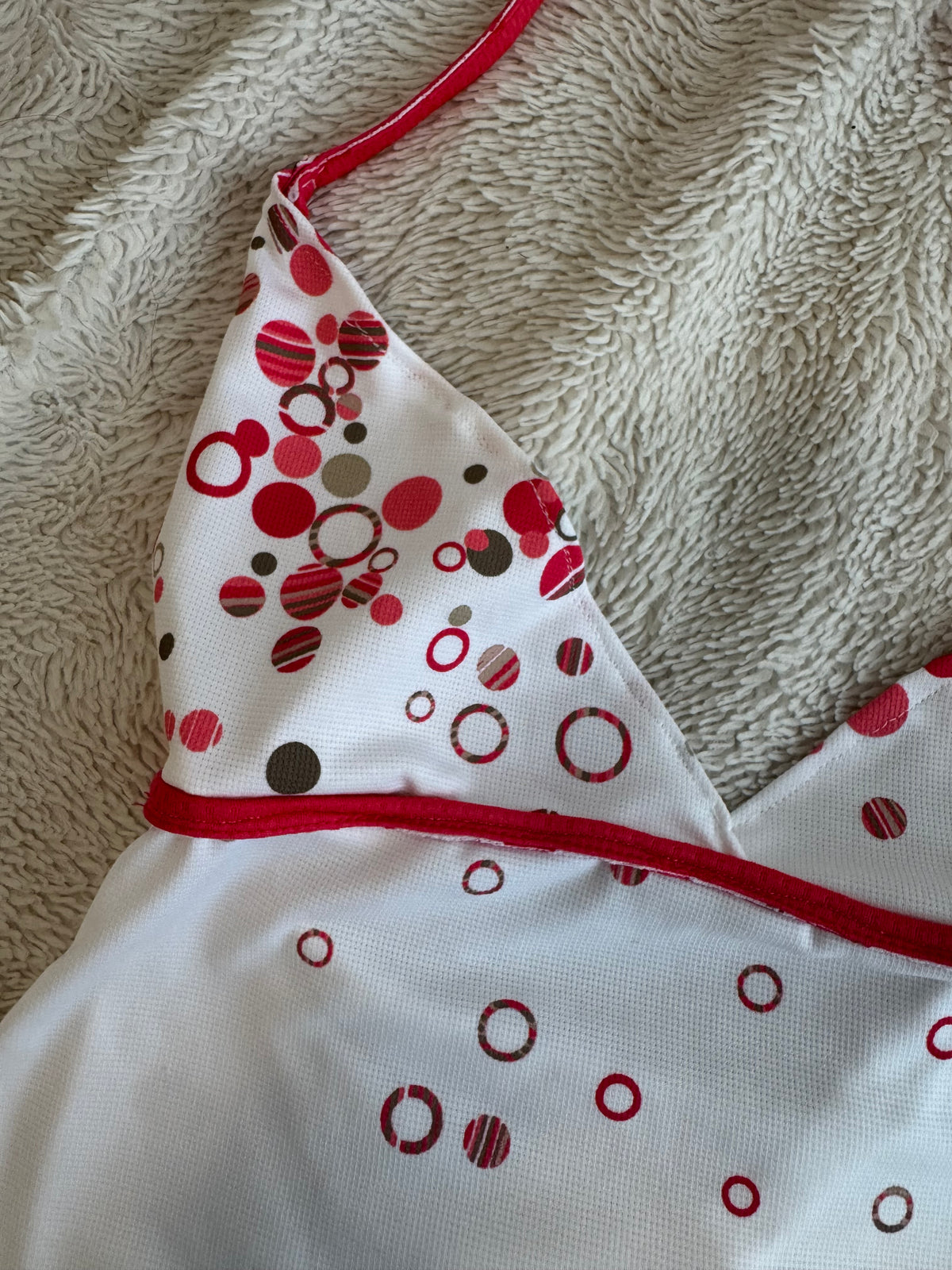 White and Red Polka Dot Halter Top
