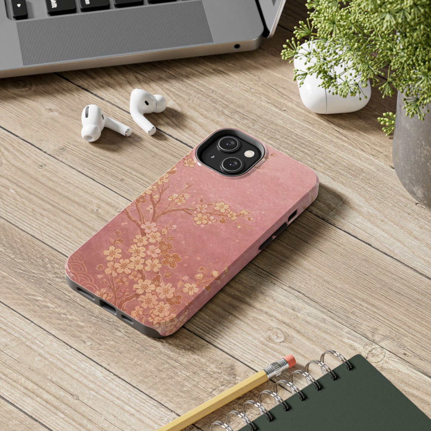 Pink Gold Cherry Blossom - Protective Phone Case