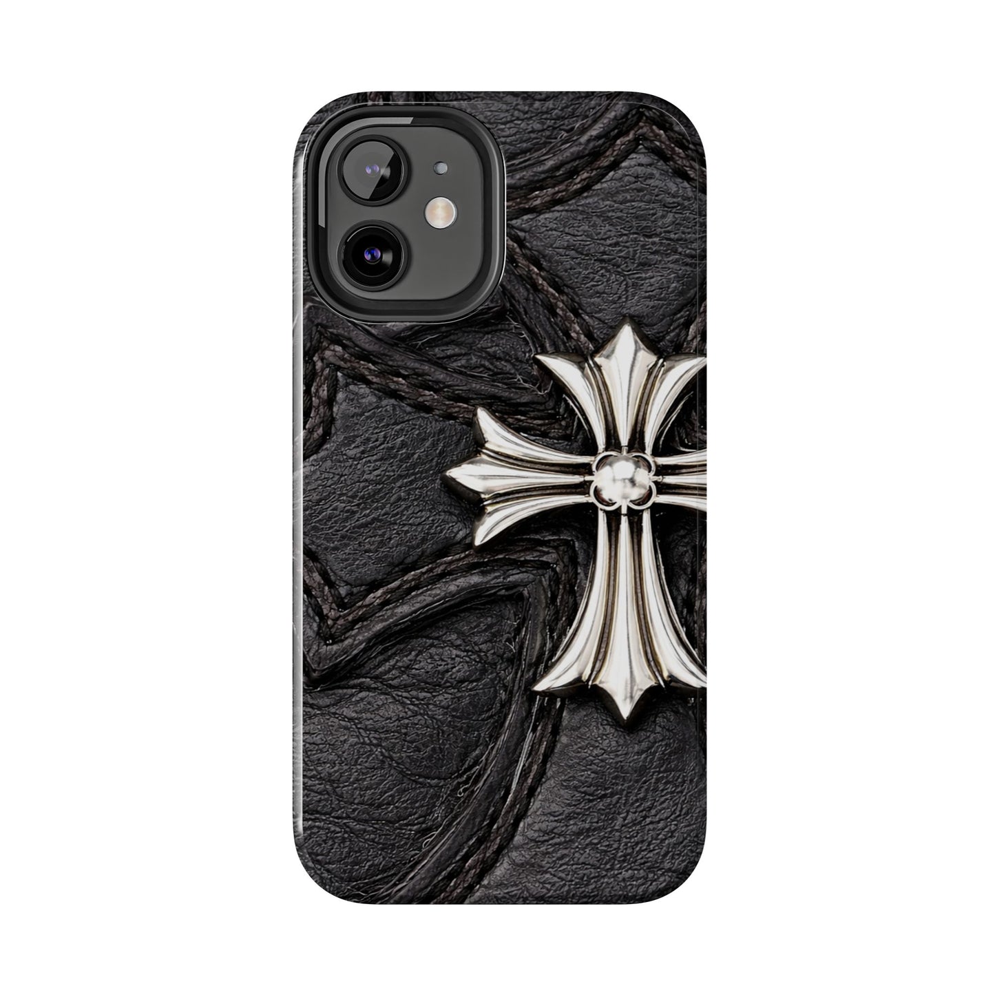 Black Leather Cross - Protective Phone Case