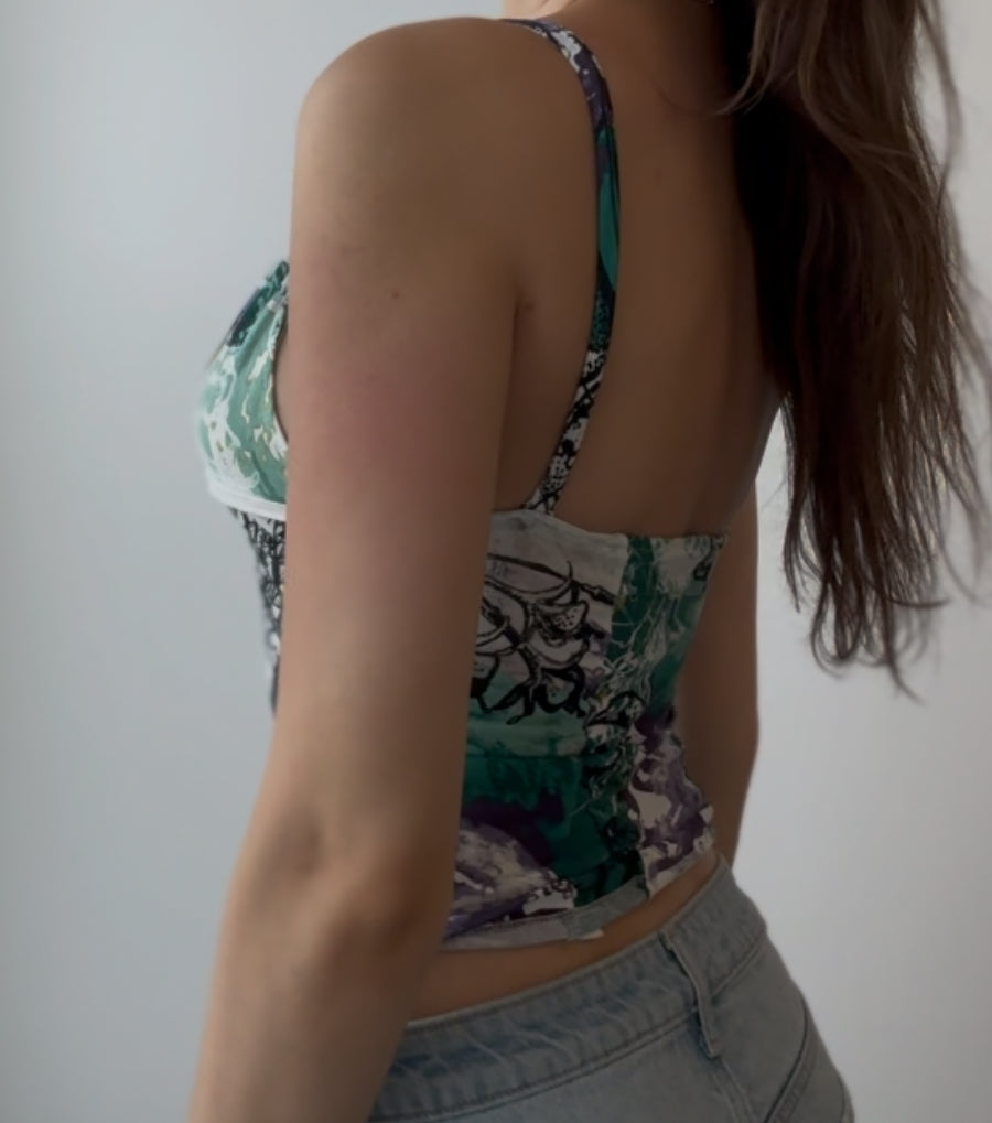 Cool Colored Top with White Waistband