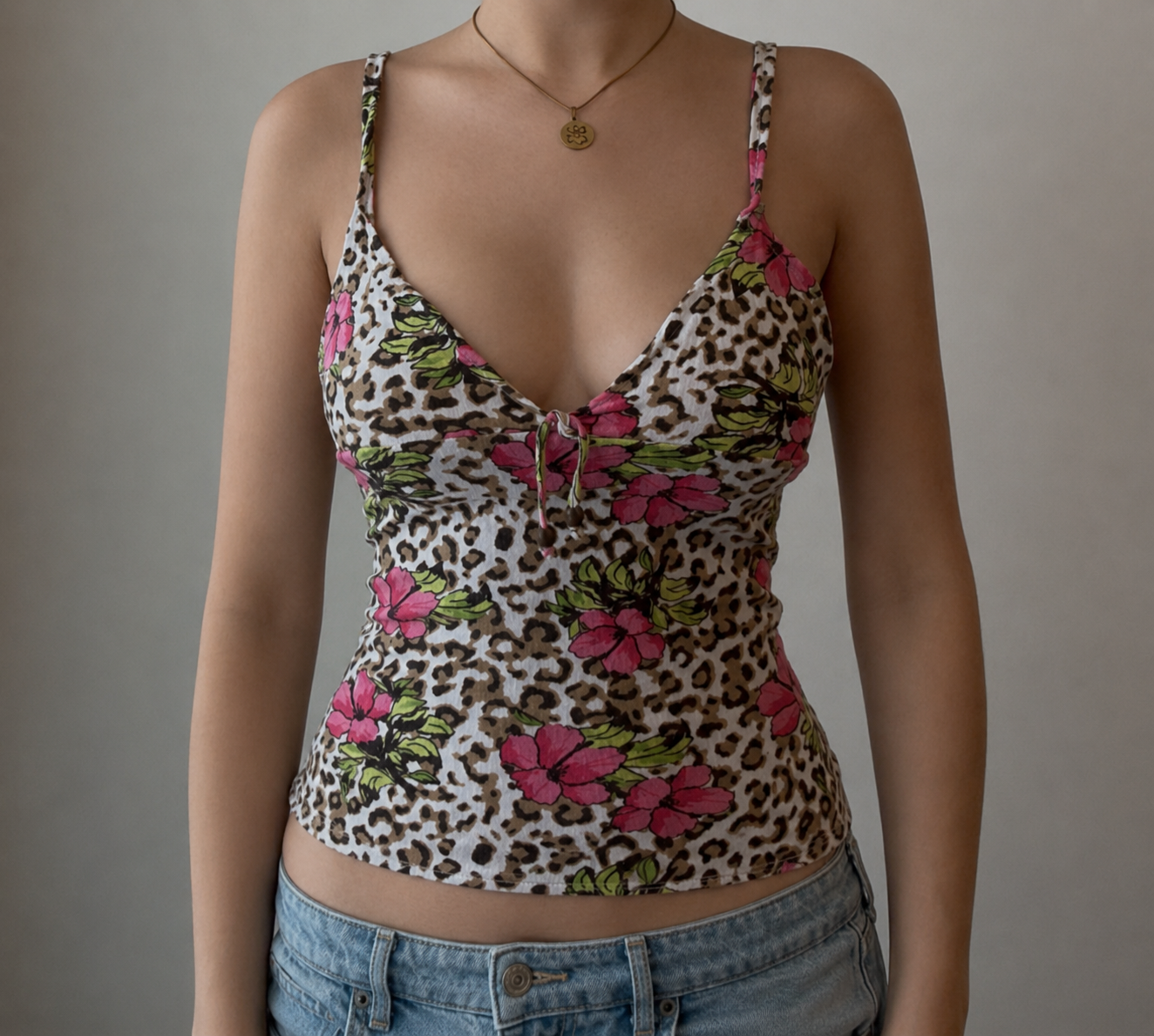 Hibiscus and Animal Print Cami