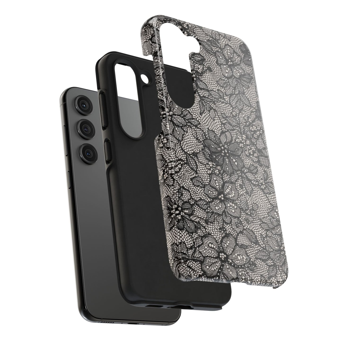 Black Floral Lace - Protective Phone Case