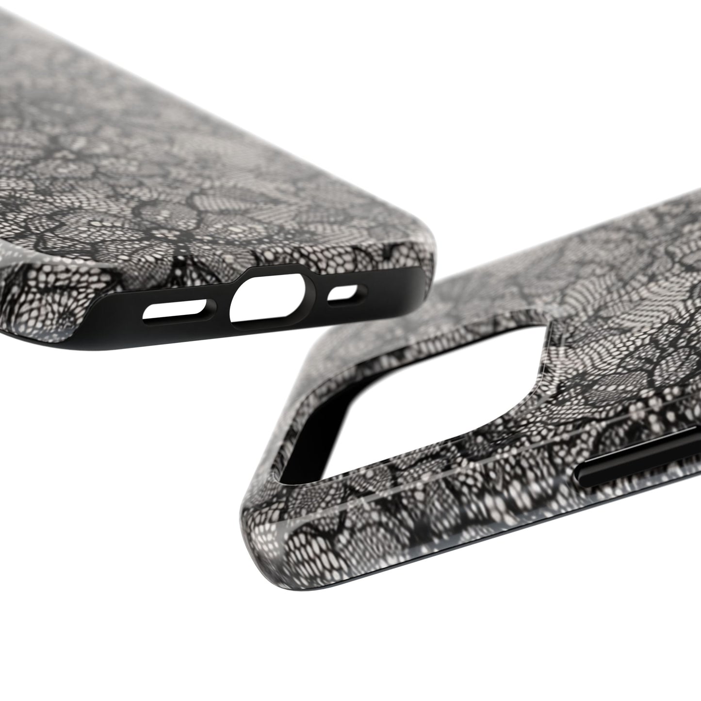 Black Floral Lace - Protective Phone Case