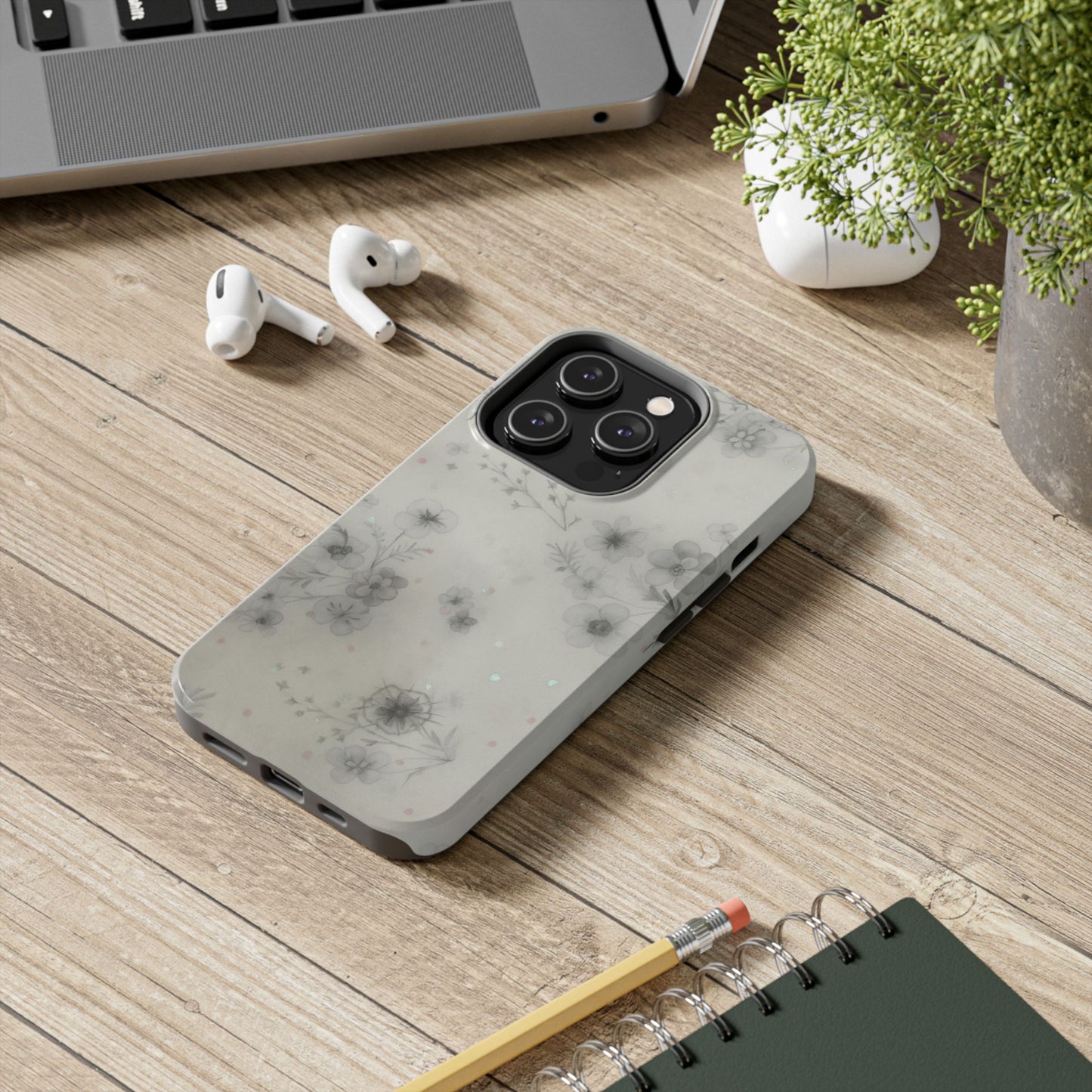 Misty Gray Floral - Protective Phone Case