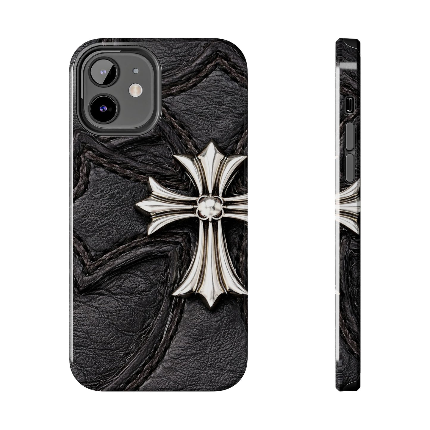 Black Leather Cross - Protective Phone Case