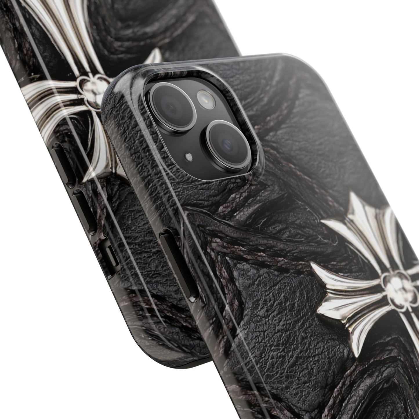 Black Leather Cross - Protective Phone Case