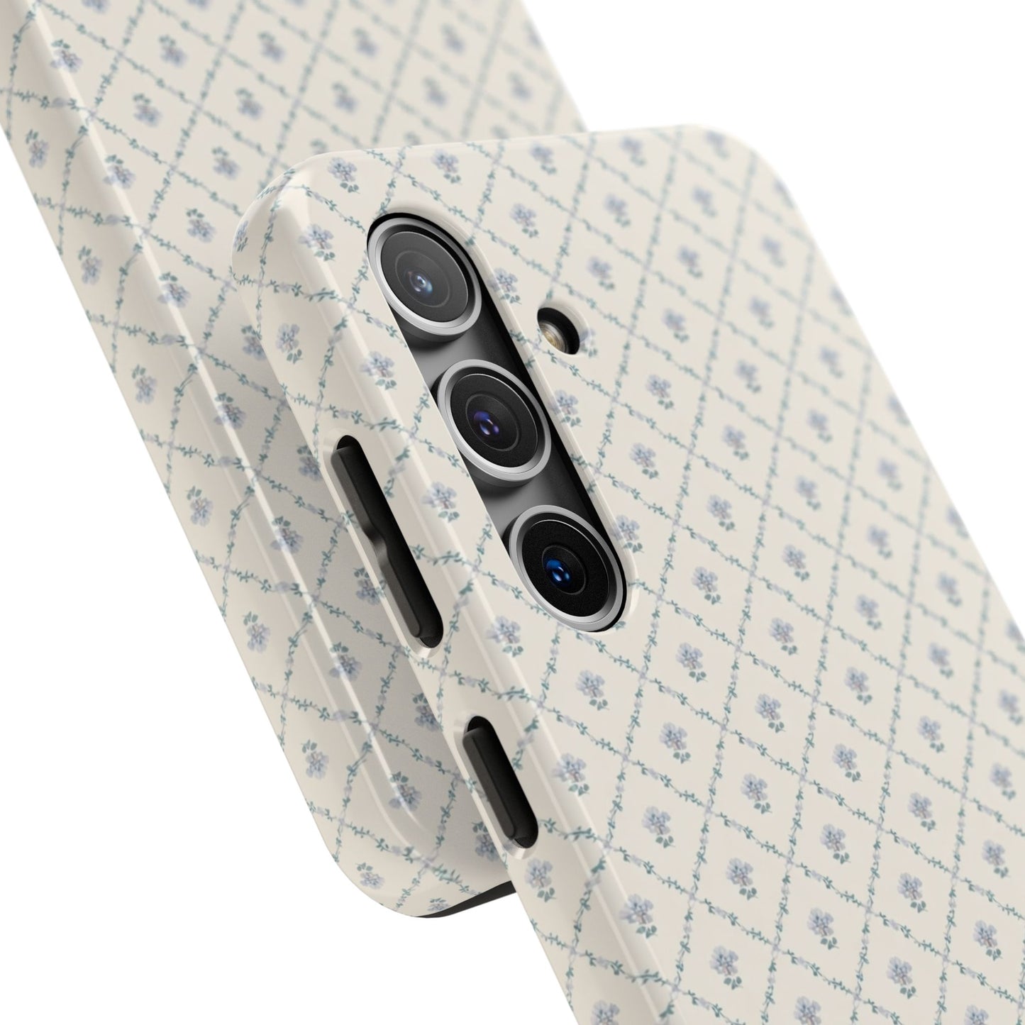 Vintage Blue Floral Wallpaper - Protective Phone Case