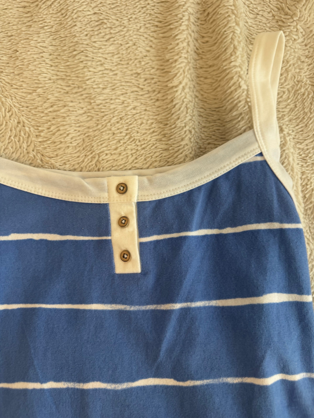 Blue and White Striped Fitted Top